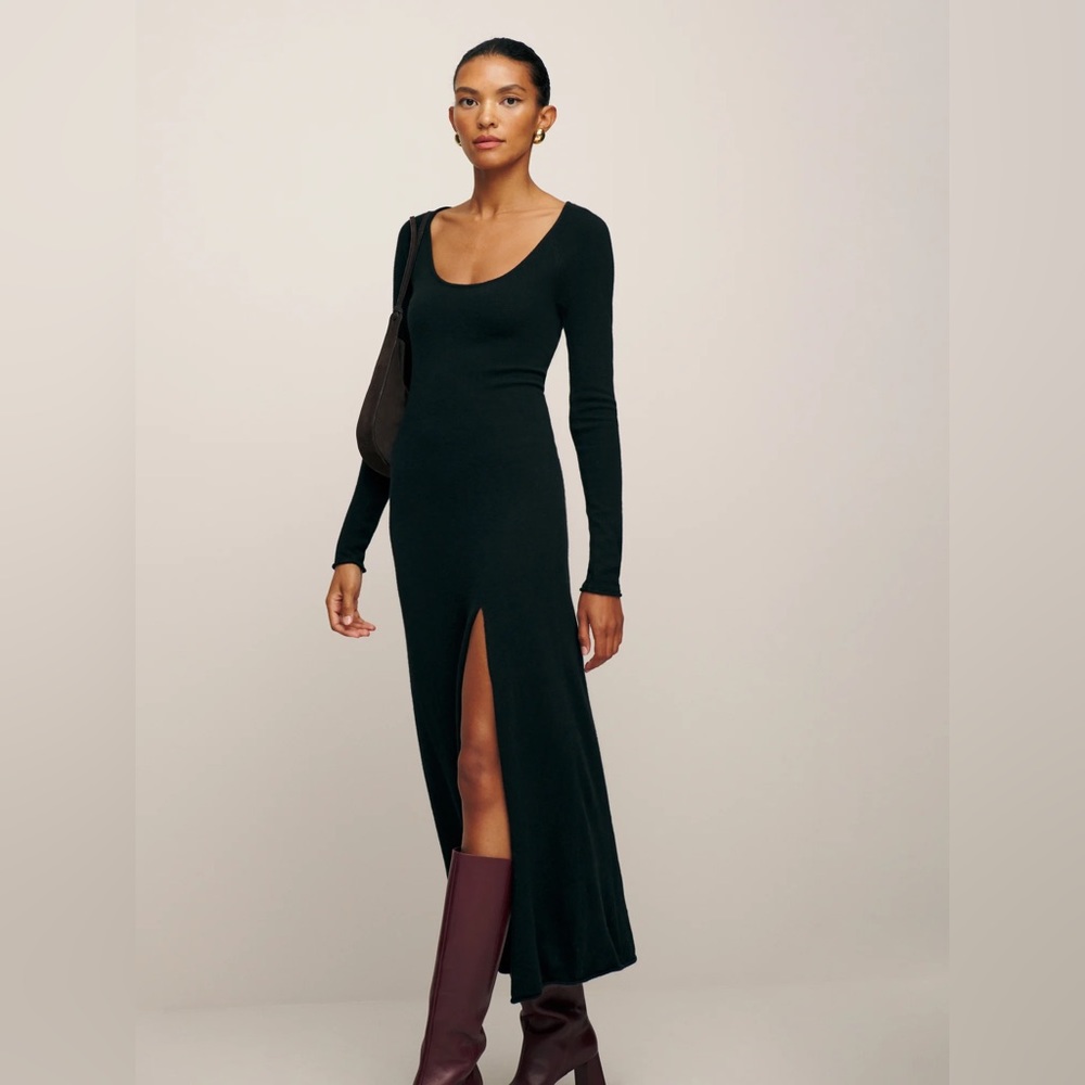 Reformation Jennita Cashmere Dress Black XS NWT